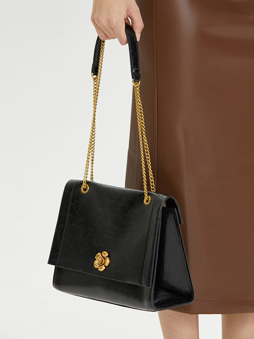 Smting golden chain flap bag with Sunflower Lock