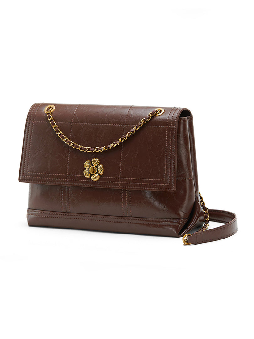 Smting Chain Flap Bag With Sunflower Lock