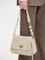 Load image into Gallery viewer, Smting leather pearl chain flap bag
