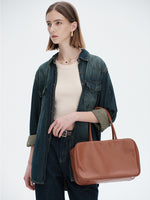 Load image into Gallery viewer, Smting leather hobo handbag with zipper
